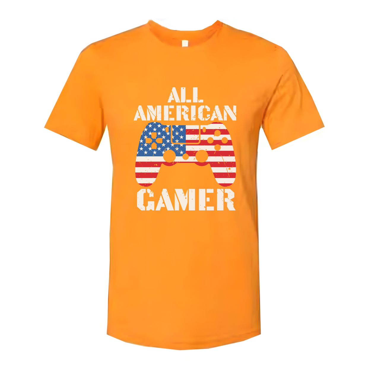 All American Gamer Graphic Tee Showcasing United States Flag Controller Artwork For Gamers