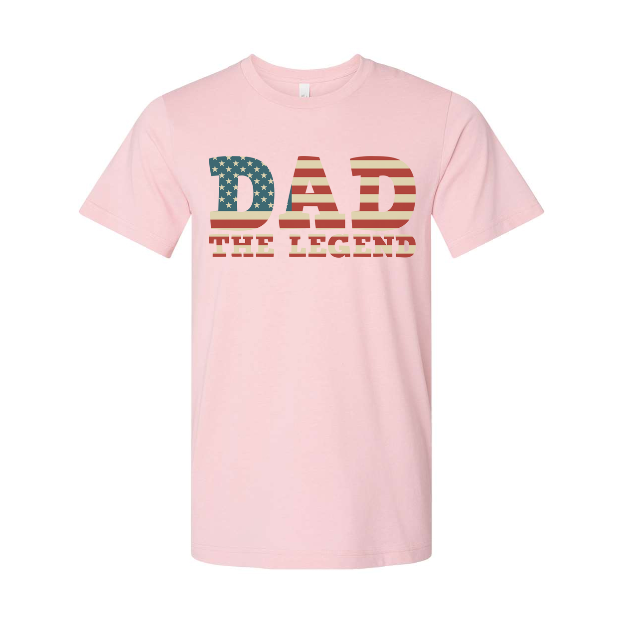 Dad The Legend American Flag Letters Unisex Graphic Tee With Patriotic USA Flag Pattern Short Sleeve