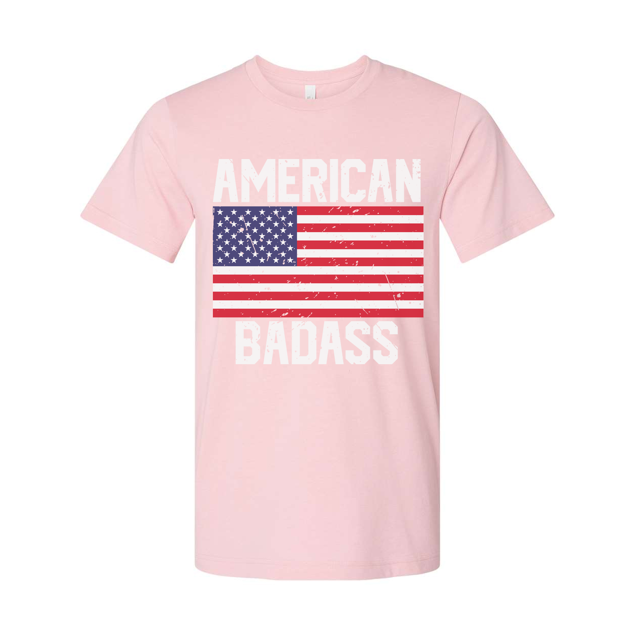 American Flag Graphic Unisex T Shirt With Bold American Badass Text Design Everyday Wear