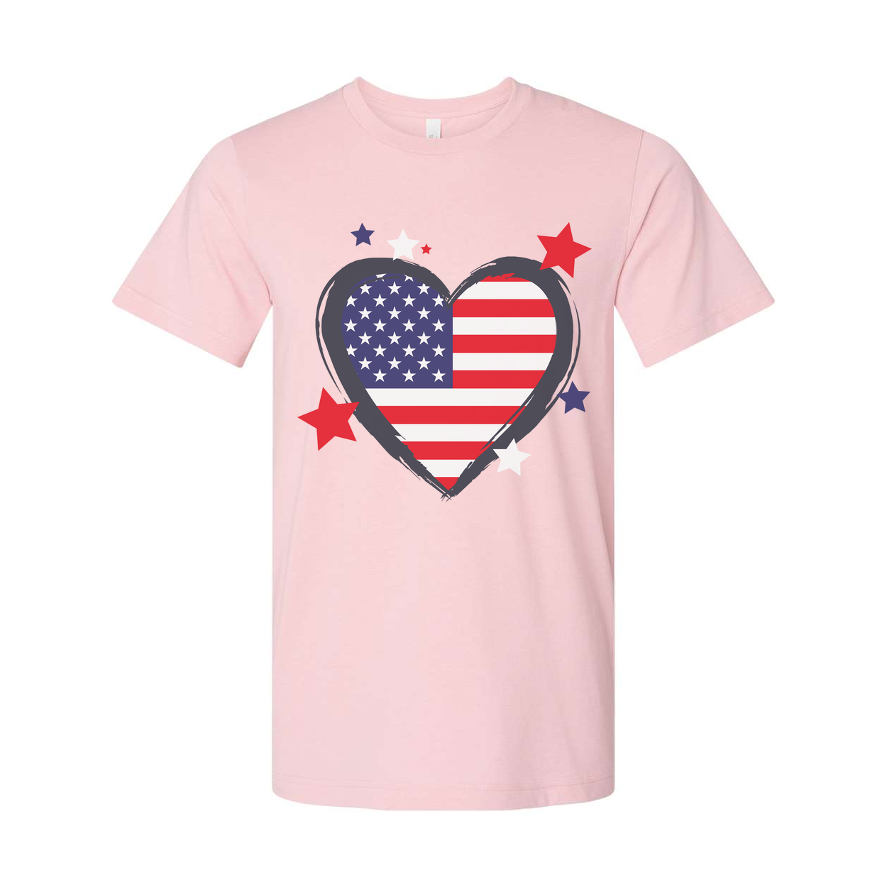 Heart Shaped American Flag Graphic Tee For Men And Women Unisex Patriotic Apparel Everyday Casual Wear