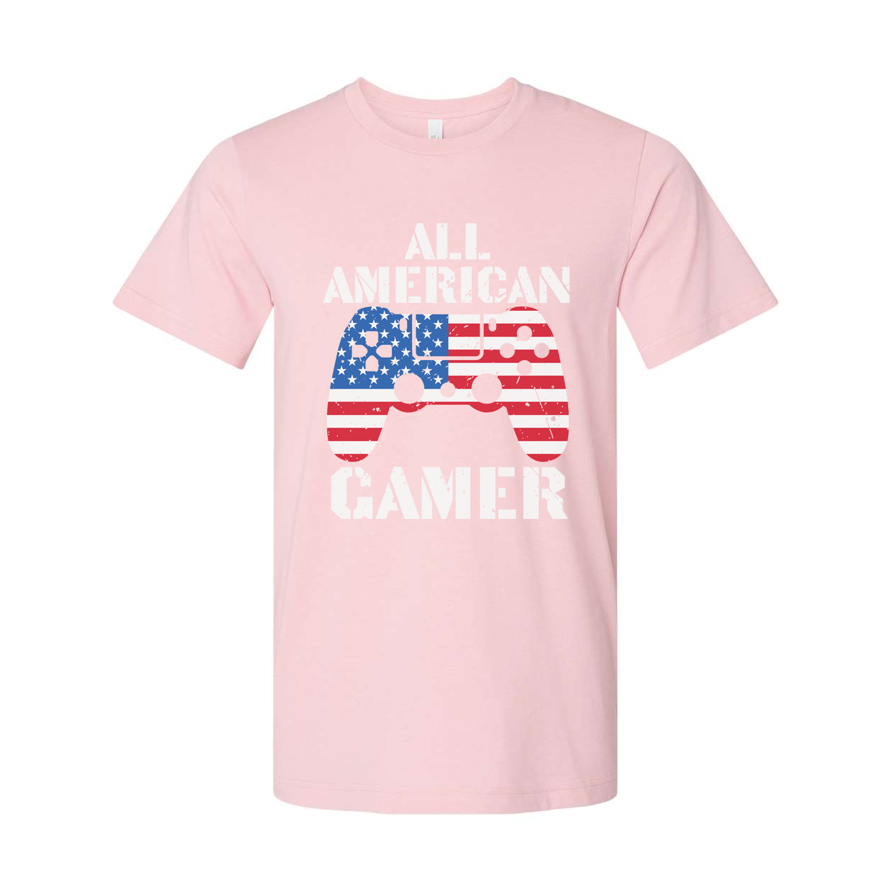 All American Gamer Graphic Tee Showcasing United States Flag Controller Artwork For Gamers