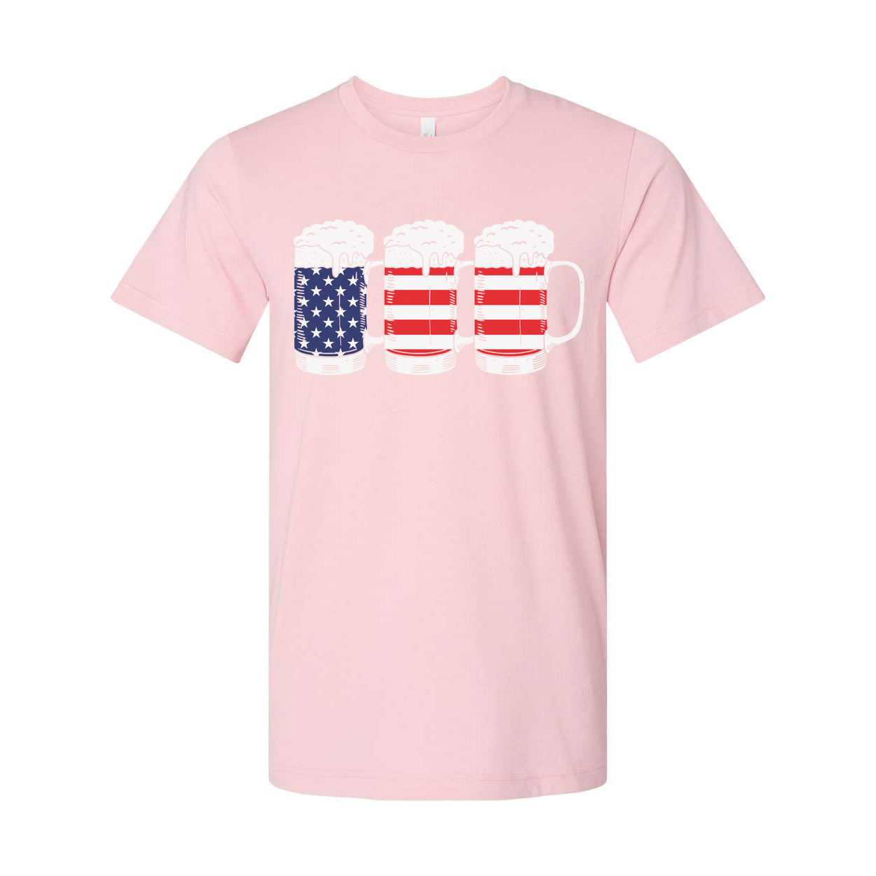 Unisex T Shirt With American Flag Beer Mug Graphic Design Featuring Stars And Stripes Theme
