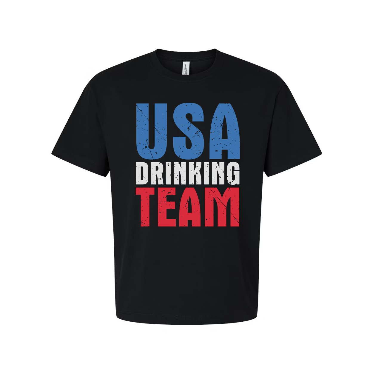 USA Drinking Team Distressed Graphic Tee For Unisex Adults Short Sleeve Shirt Vintage Colors