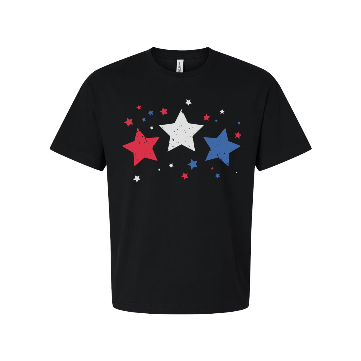 Unisex Patriotic Stars Graphic Tee With Red And Blue Star Motif For Summer Wear Casual Comfort