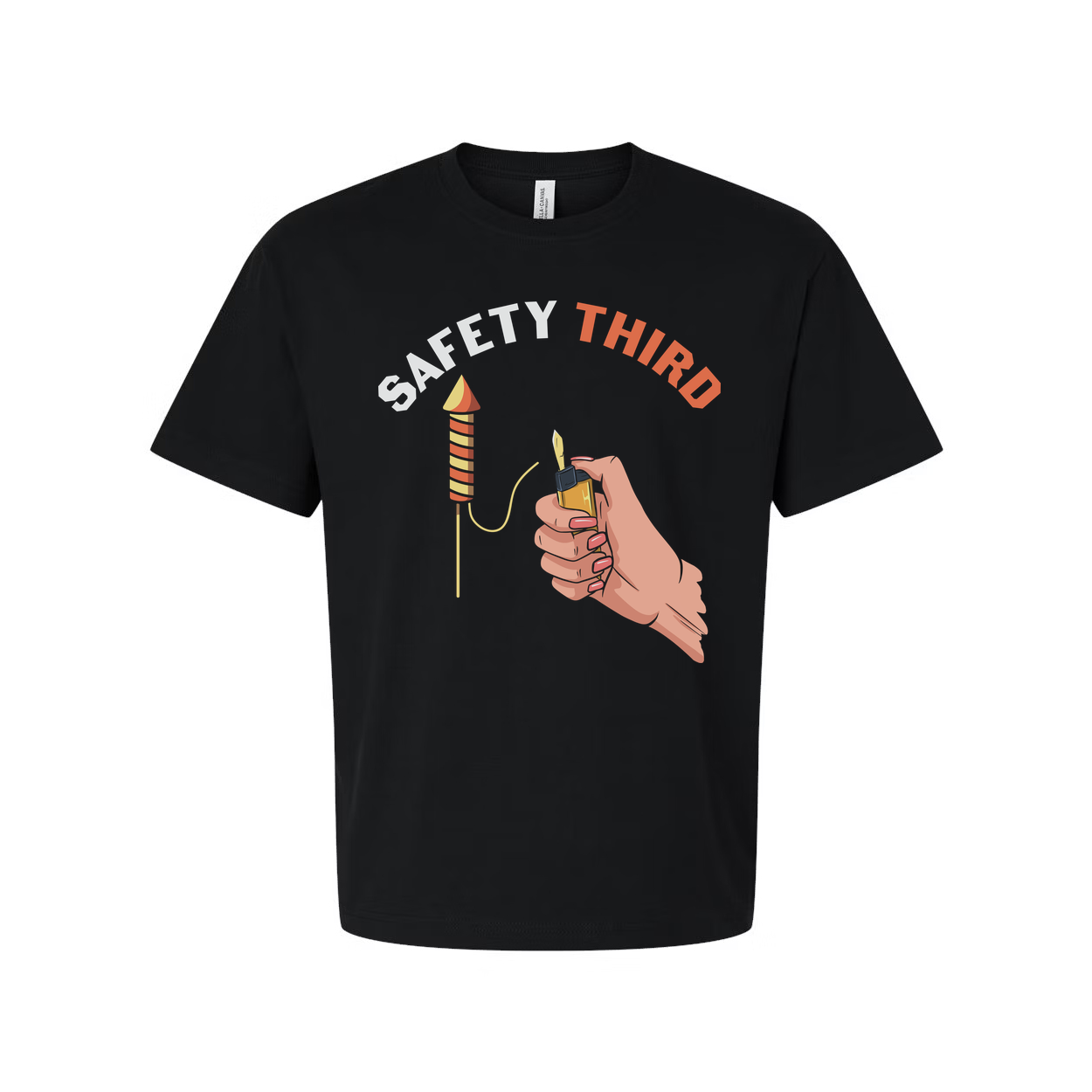 Safety Third Graphic Unisex T Shirt With Hand Lighting Lighter Illustration Design