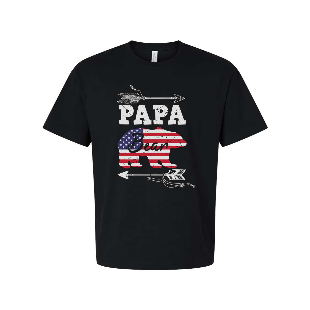 Papa Bear American Flag Graphic T Shirt For Dads Unisex Patriotic Casual Tee For Fathers