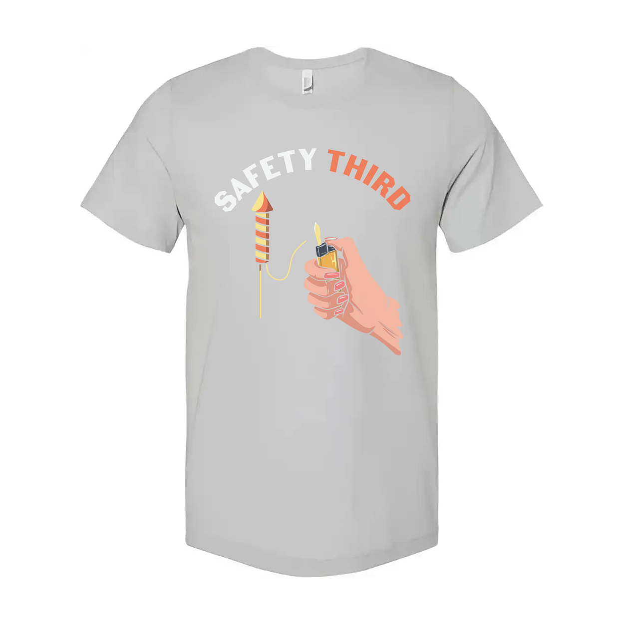 Safety Third Graphic Unisex T Shirt With Hand Lighting Lighter Illustration Design