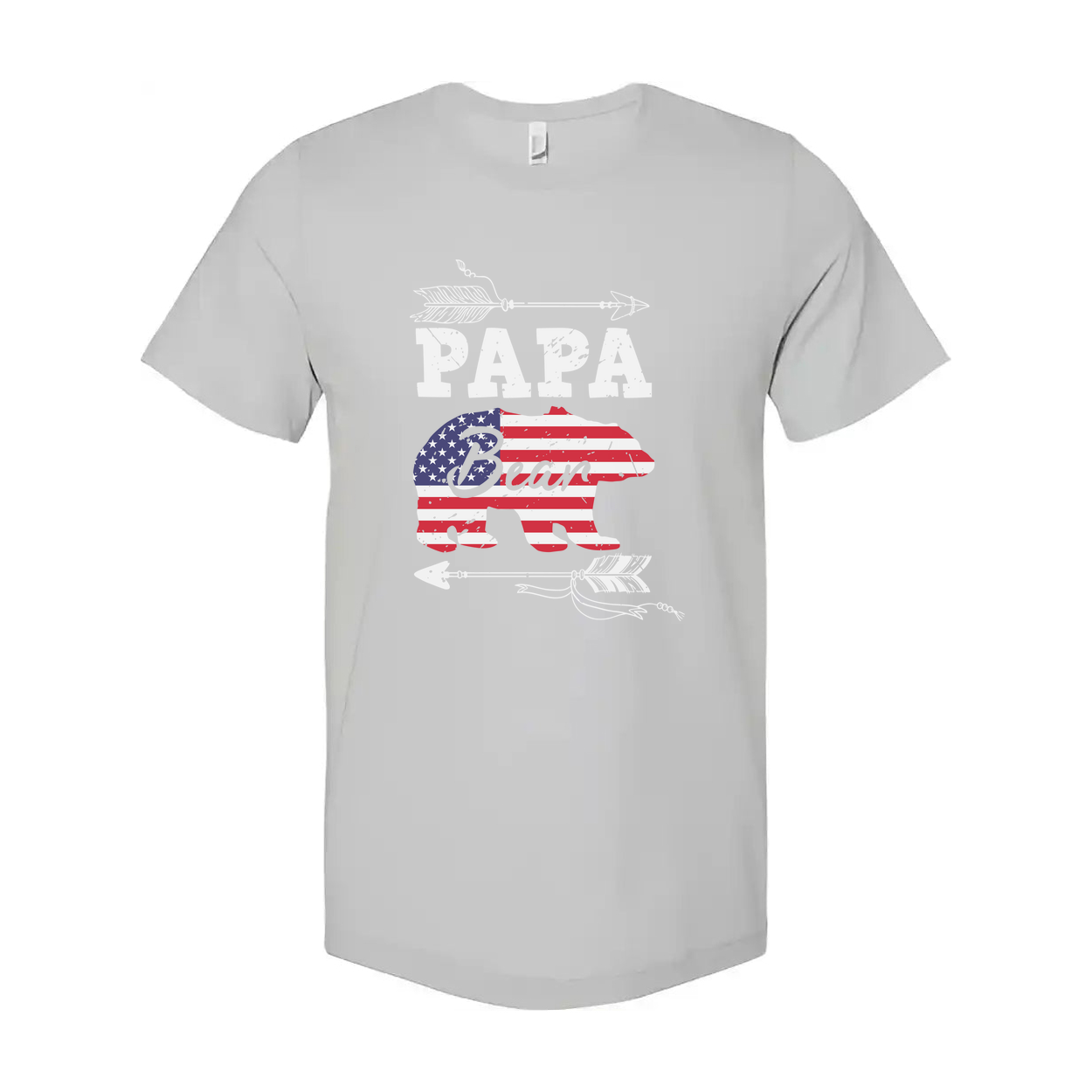 Papa Bear American Flag Graphic T Shirt For Dads Unisex Patriotic Casual Tee For Fathers