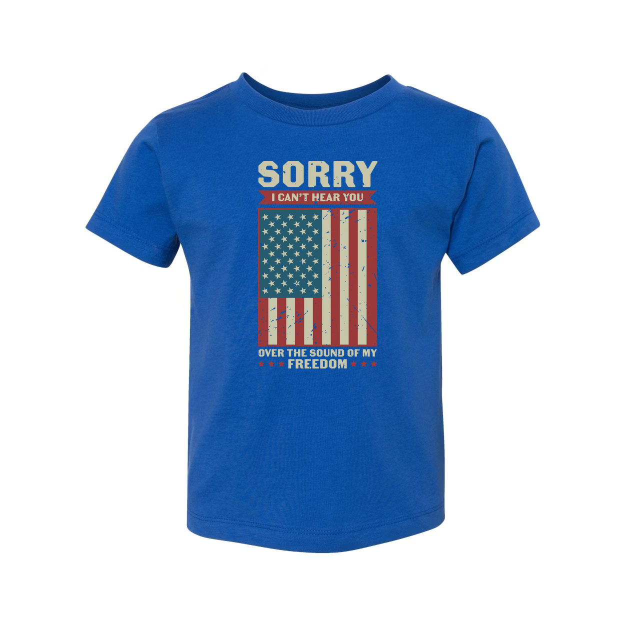 American Flag Distressed Graphic Tee With Sorry I Can't Hear You Over The Sound Of Freedom