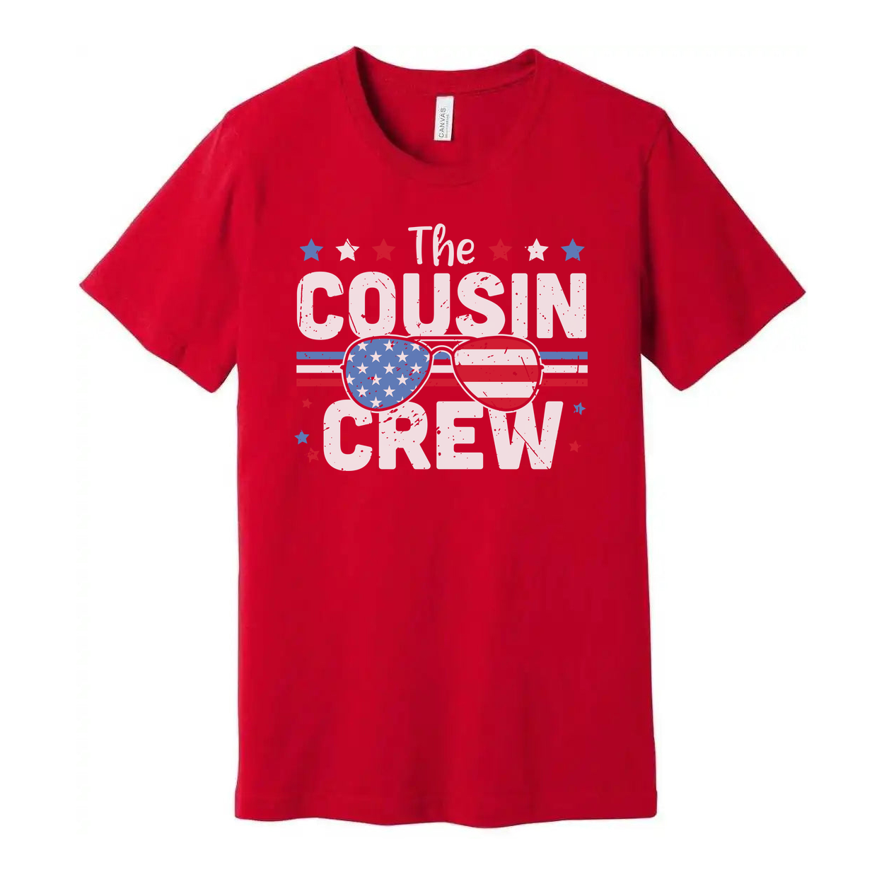 The Cousin Crew American Flag Sunglasses Graphic Unisex Tee For Family Gatherings And Holidays