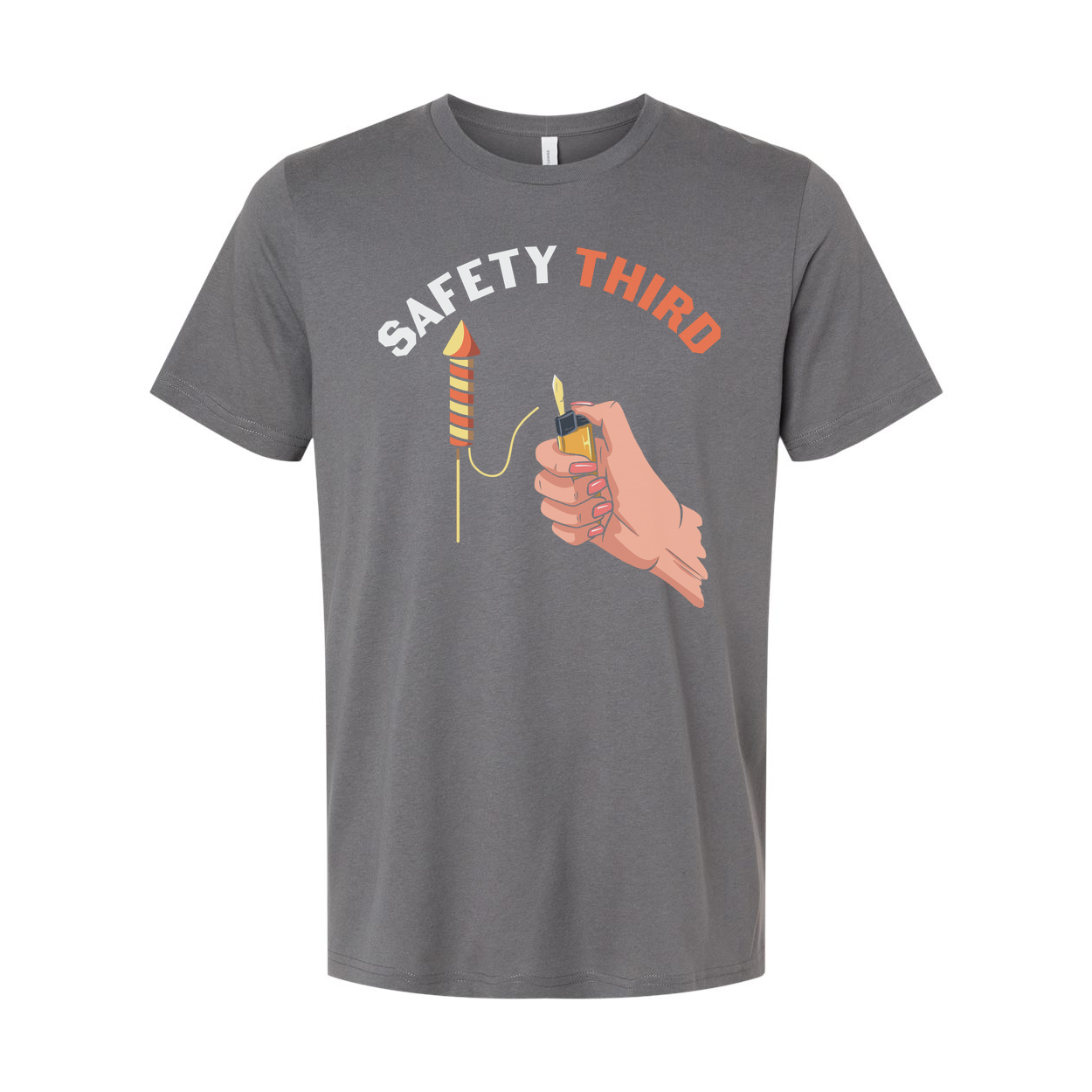 Safety Third Graphic Unisex T Shirt With Hand Lighting Lighter Illustration Design