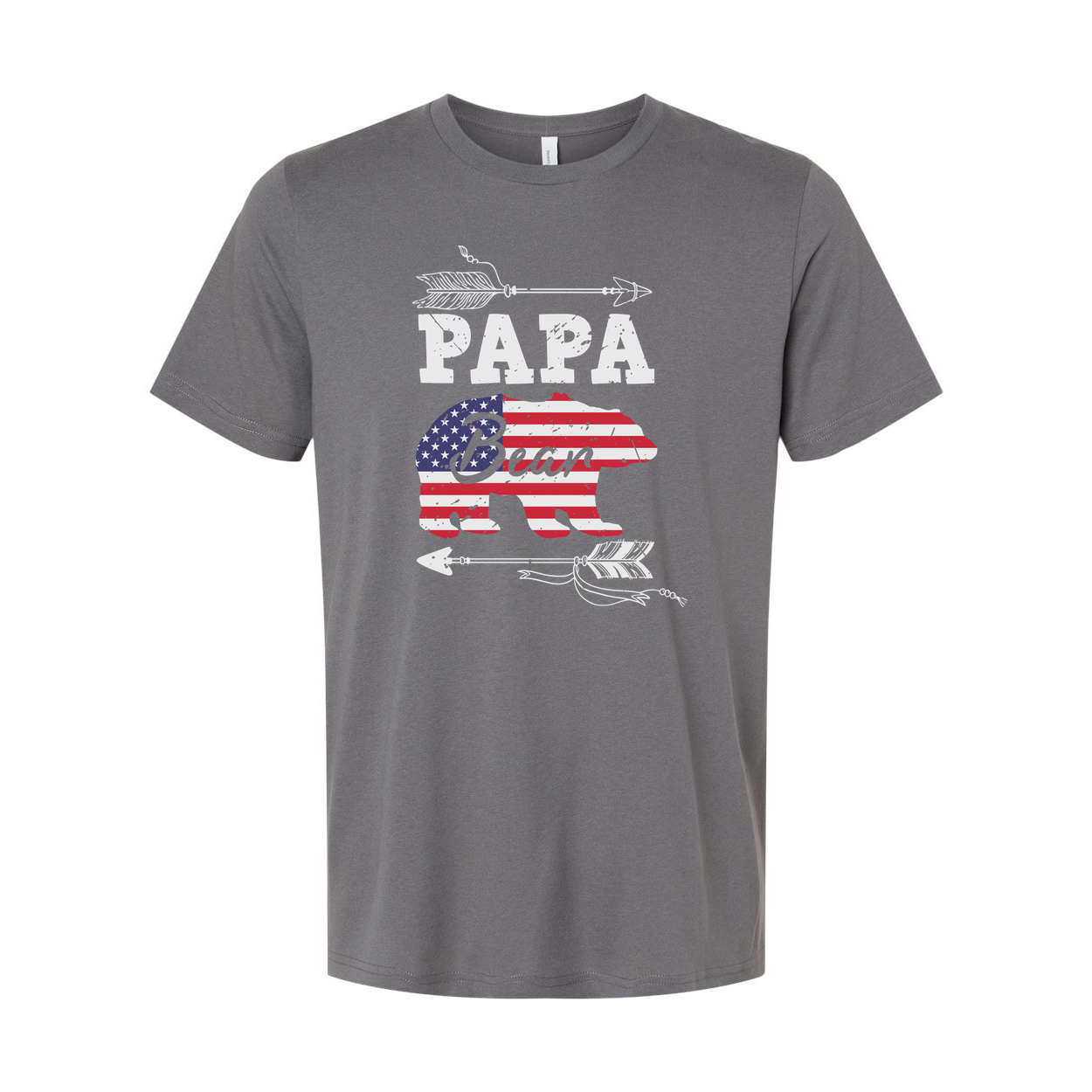 Papa Bear American Flag Graphic T Shirt For Dads Unisex Patriotic Casual Tee For Fathers
