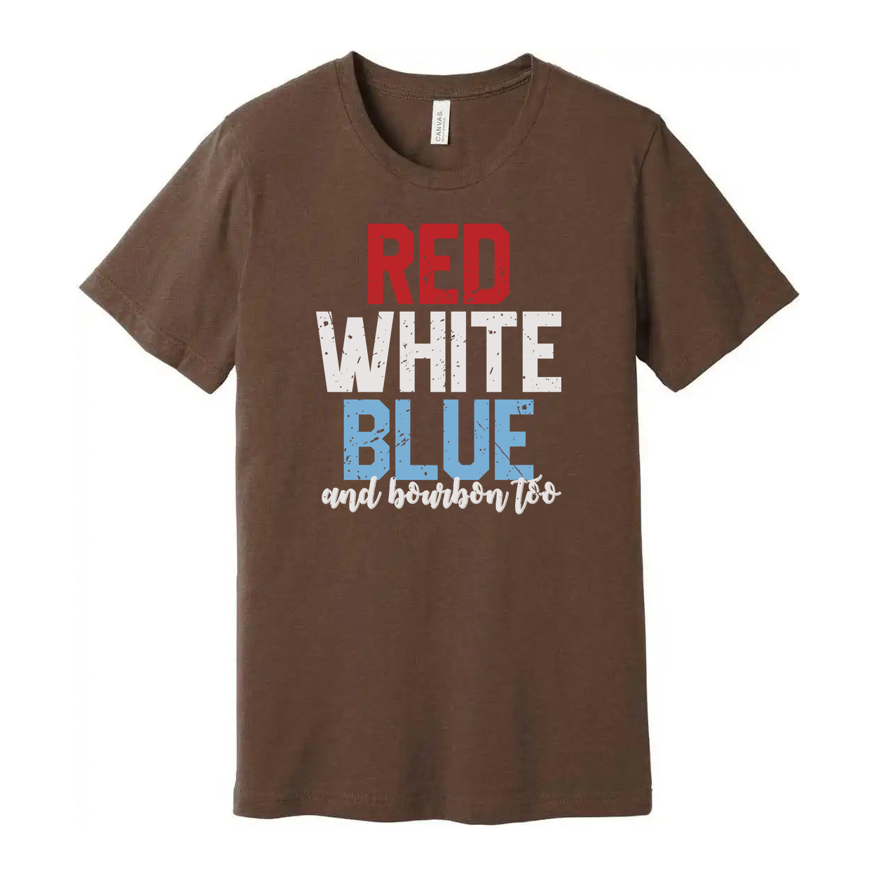 Red And Blue Graphic Tee With Bourbon Quote Design For Unisex Adults Made For Everyday Wear
