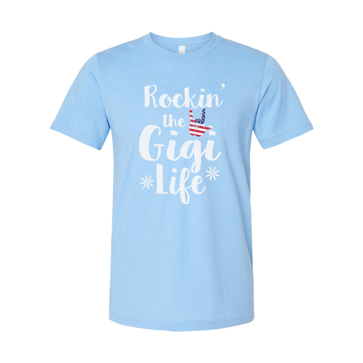Unisex Graphic T Shirt Rockin' The GiGi Life With American Flag Hand Sign Design