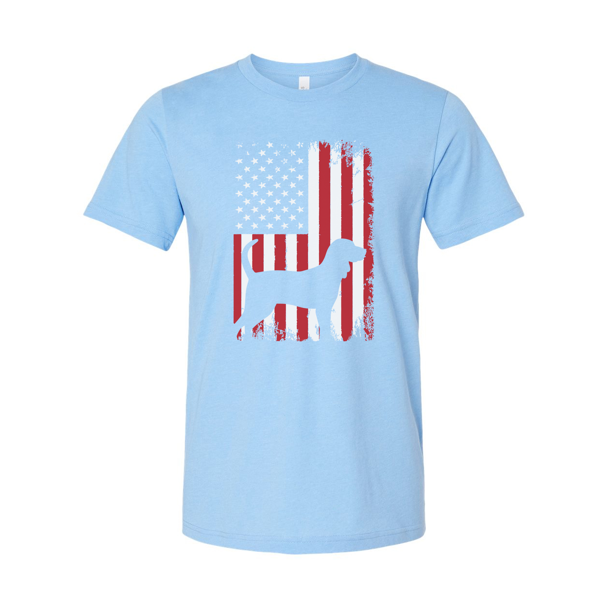 Unisex Patriotic Dog Silhouette Overlaid On Grunge American Flag Graphic T Shirt