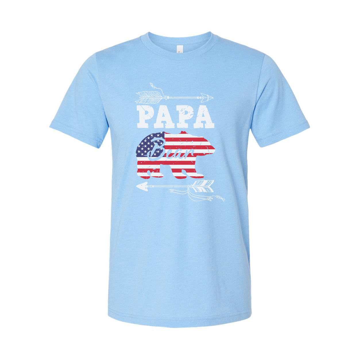 Papa Bear American Flag Graphic T Shirt For Dads Unisex Patriotic Casual Tee For Fathers