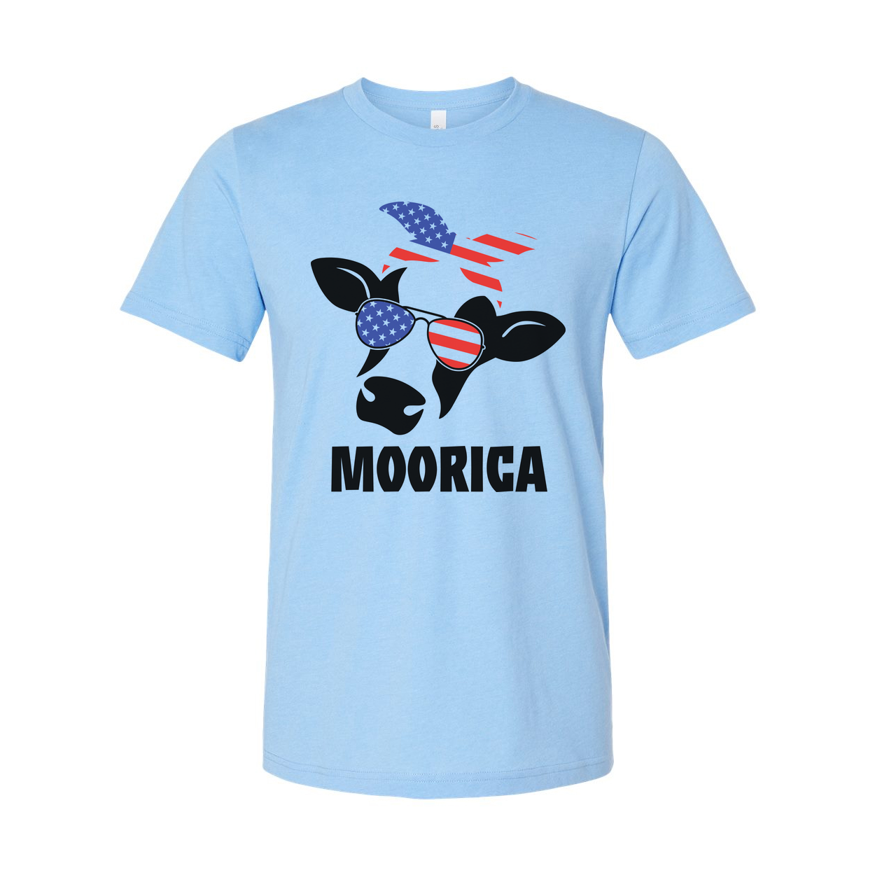 Moorica Cow With American Flag Sunglasses Graphic T Shirt For Men Women Unisex Patriotic Apparel