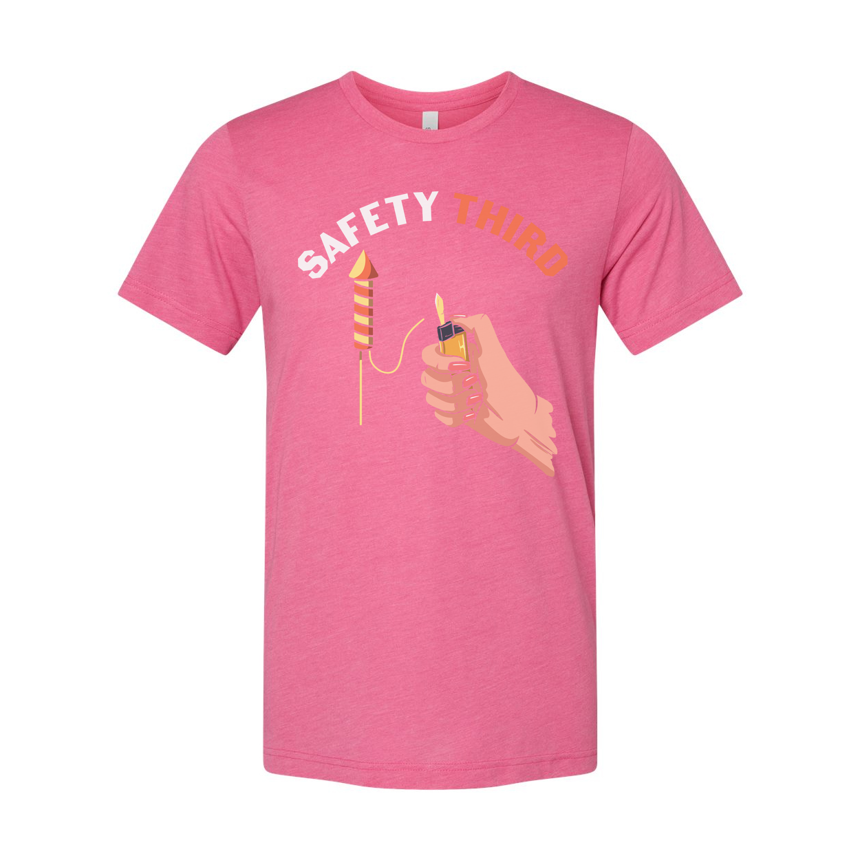 Safety Third Graphic Unisex T Shirt With Hand Lighting Lighter Illustration Design