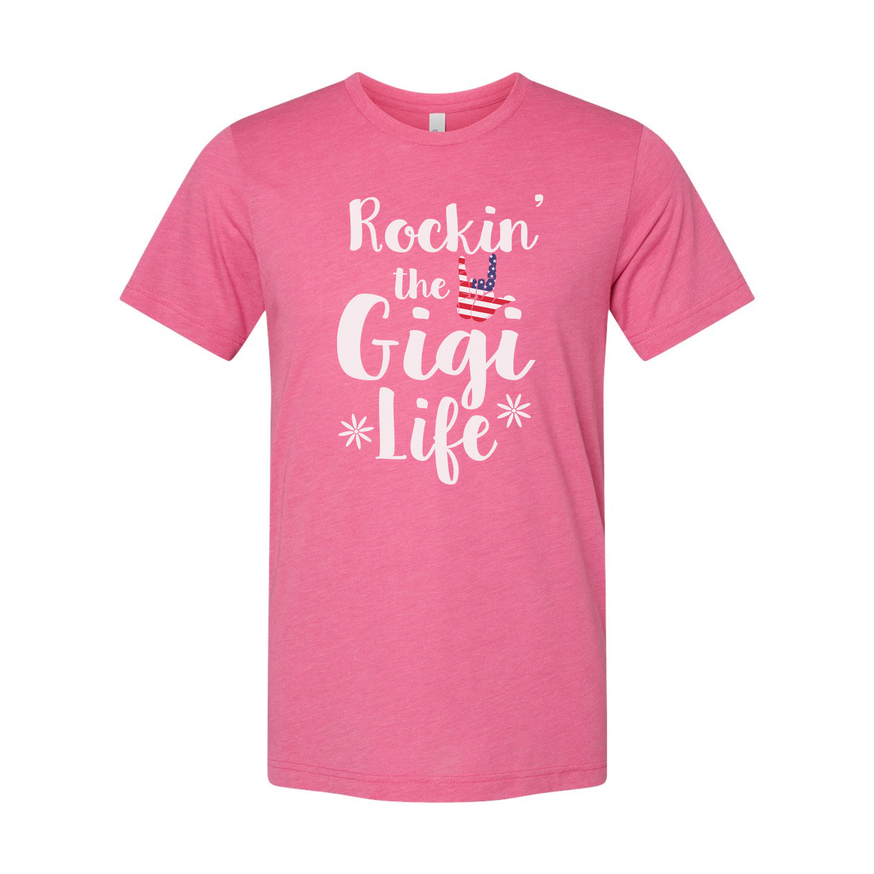 Unisex Graphic T Shirt Rockin' The GiGi Life With American Flag Hand Sign Design
