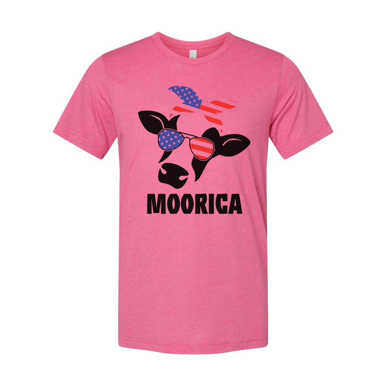 Moorica Cow With American Flag Sunglasses Graphic T Shirt For Men Women Unisex Patriotic Apparel