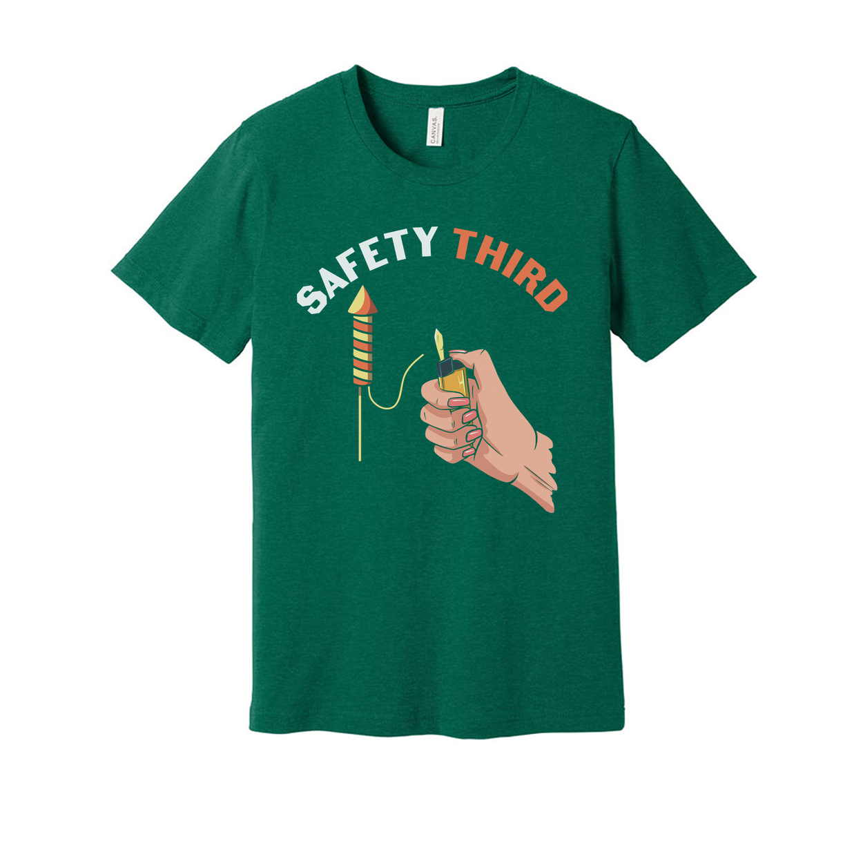 Safety Third Graphic Unisex T Shirt With Hand Lighting Lighter Illustration Design