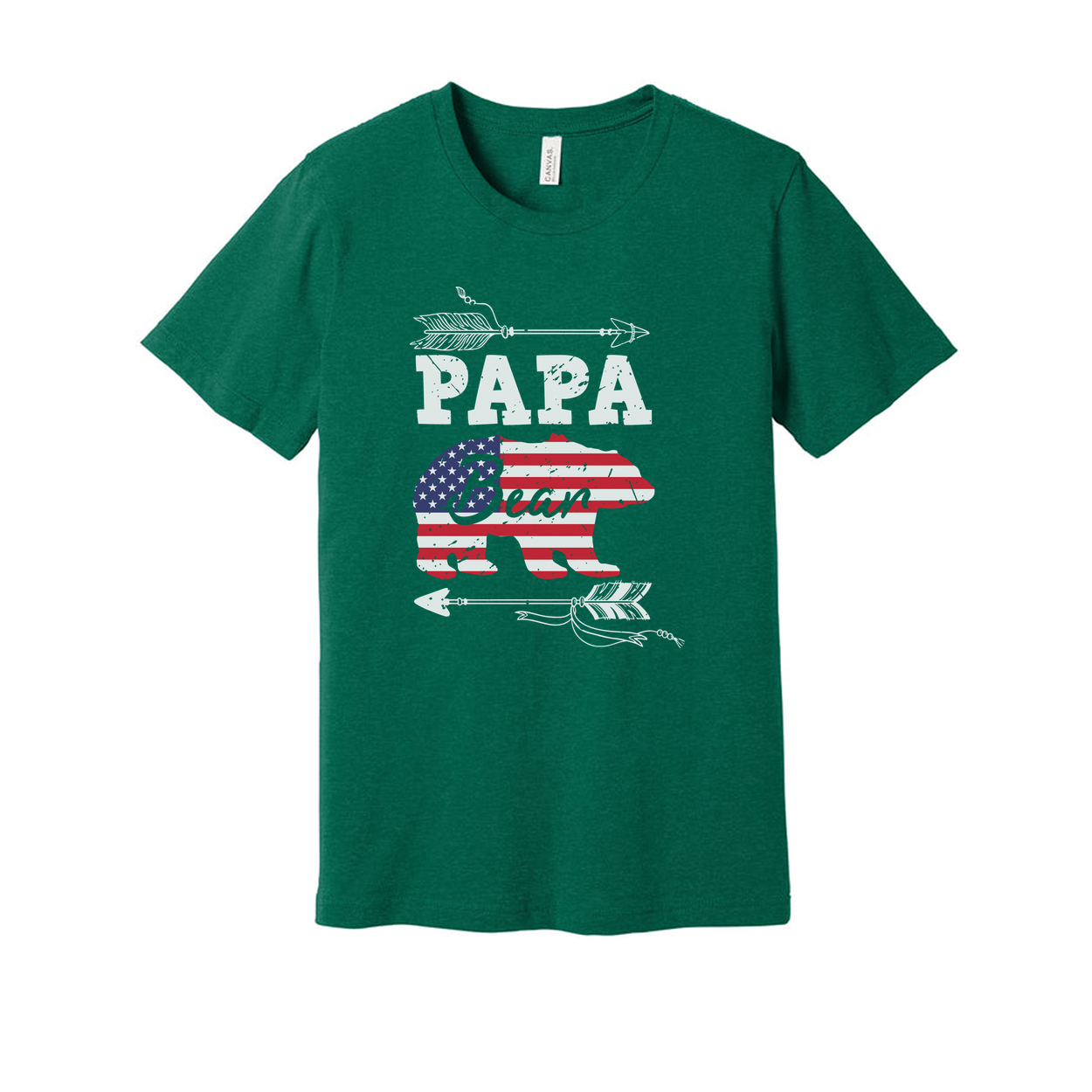 Papa Bear American Flag Graphic T Shirt For Dads Unisex Patriotic Casual Tee For Fathers