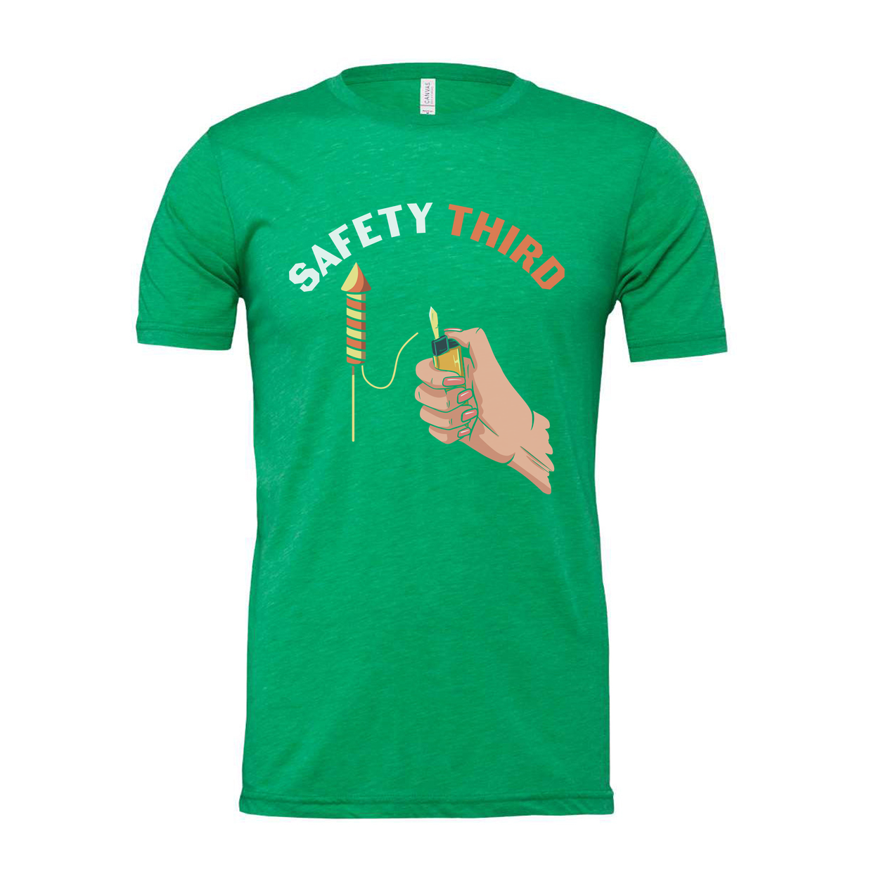 Safety Third Graphic Unisex T Shirt With Hand Lighting Lighter Illustration Design