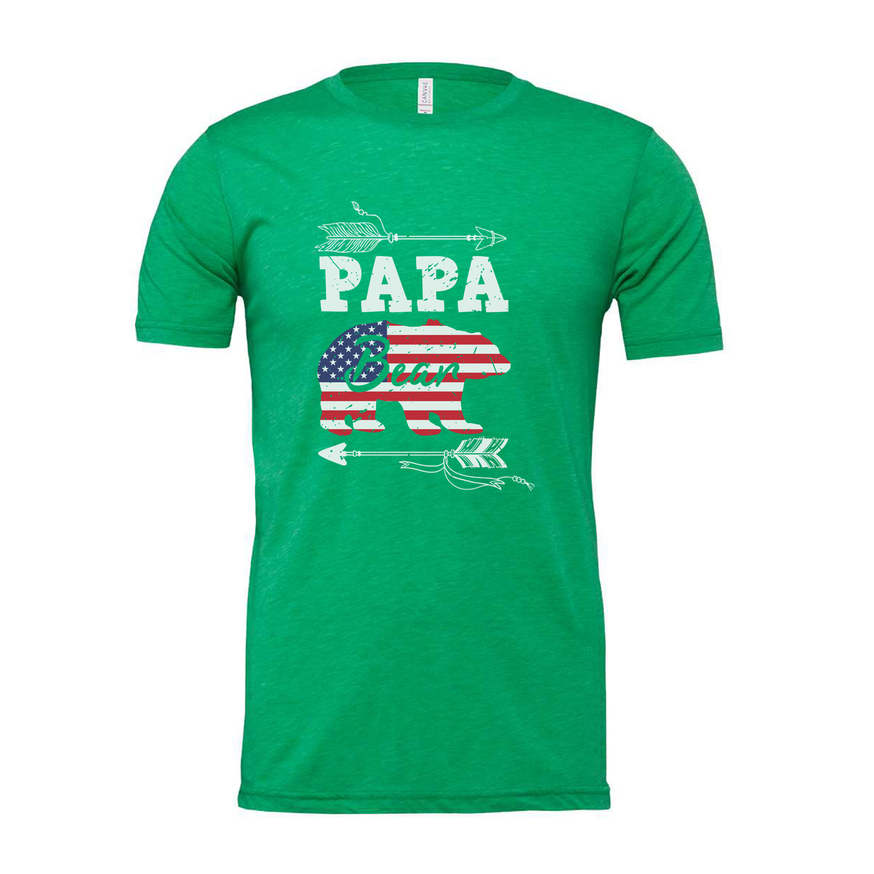 Papa Bear American Flag Graphic T Shirt For Dads Unisex Patriotic Casual Tee For Fathers