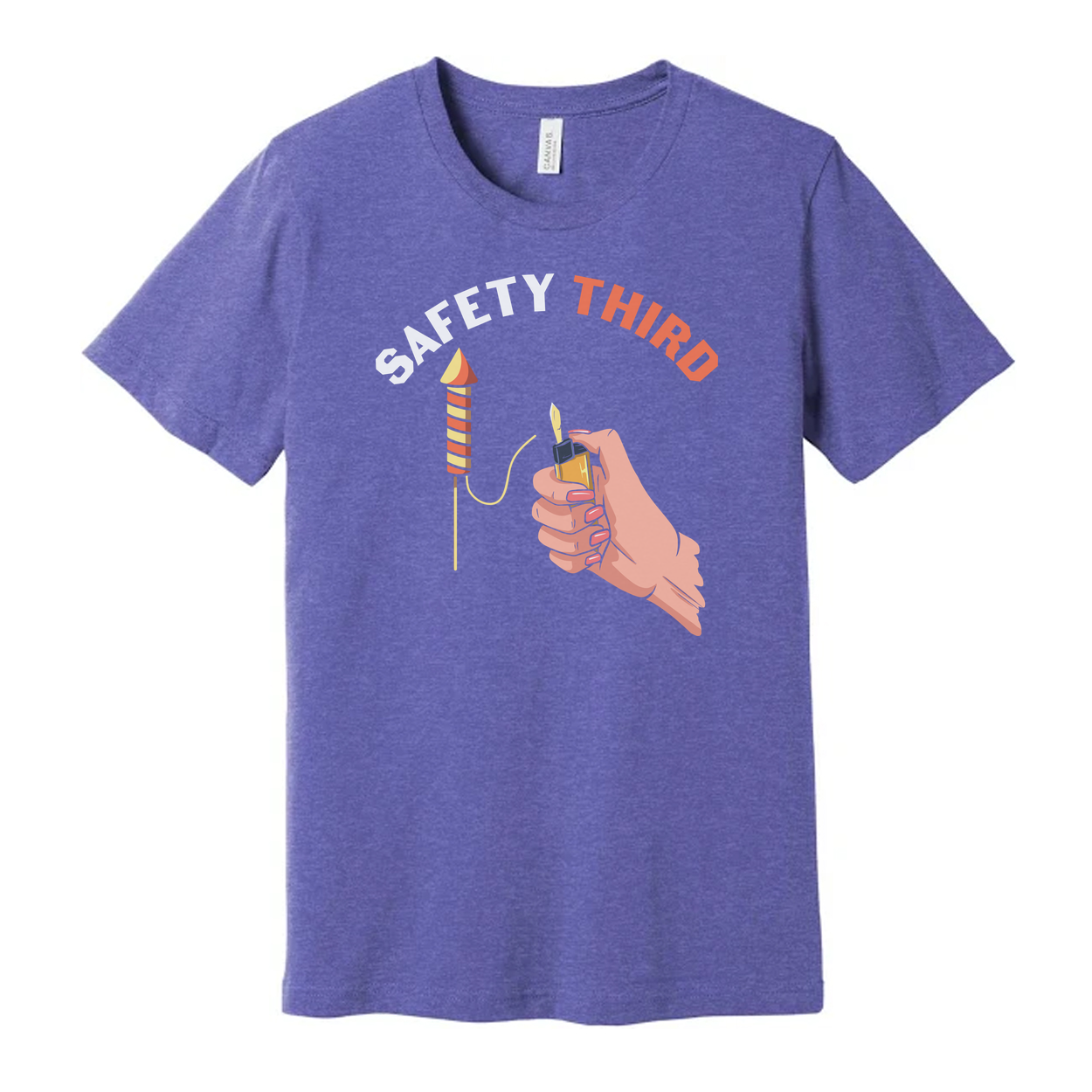 Safety Third Graphic Unisex T Shirt With Hand Lighting Lighter Illustration Design