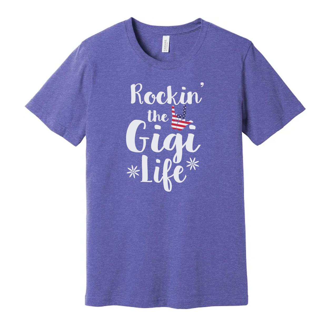 Unisex Graphic T Shirt Rockin' The GiGi Life With American Flag Hand Sign Design
