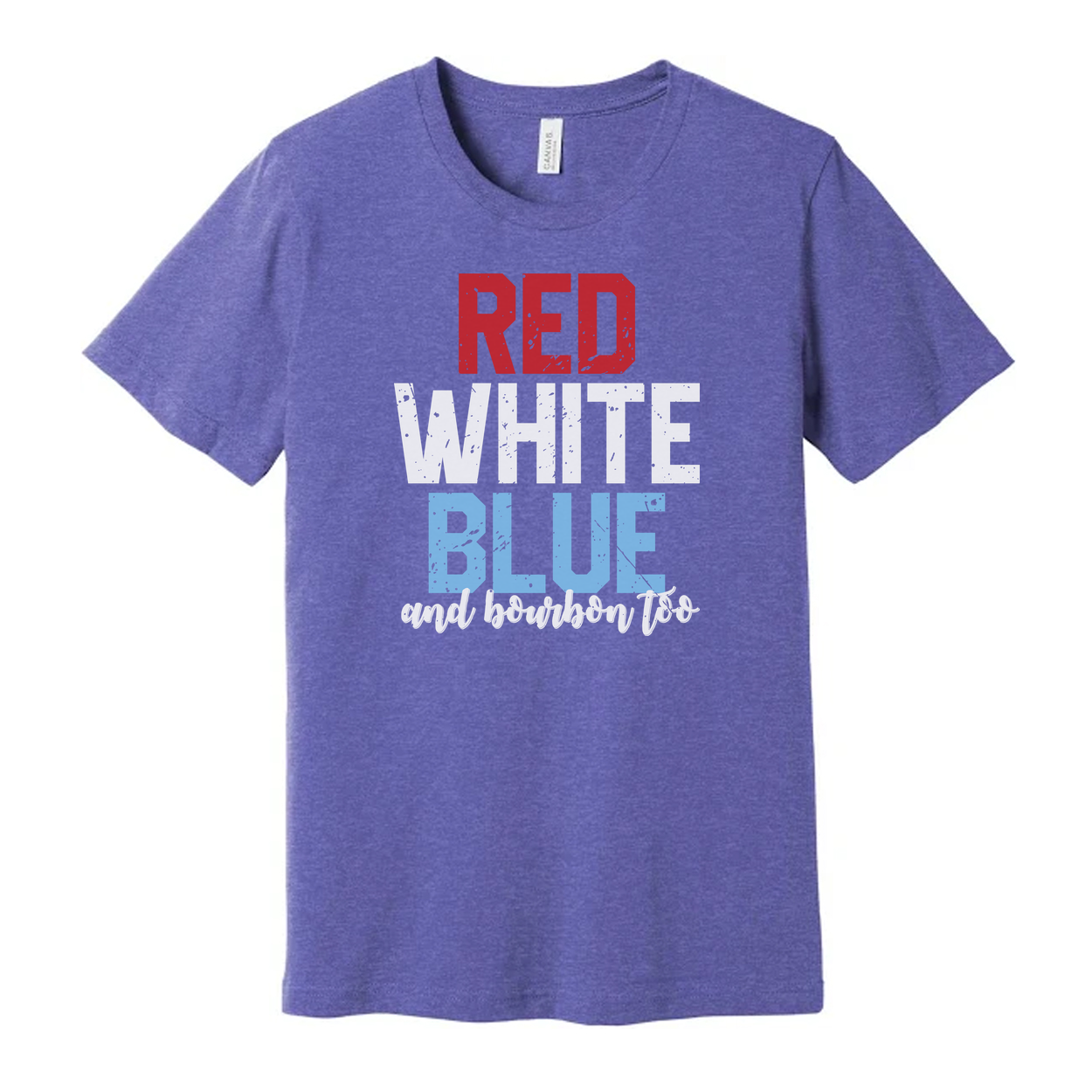 Red And Blue Graphic Tee With Bourbon Quote Design For Unisex Adults Made For Everyday Wear