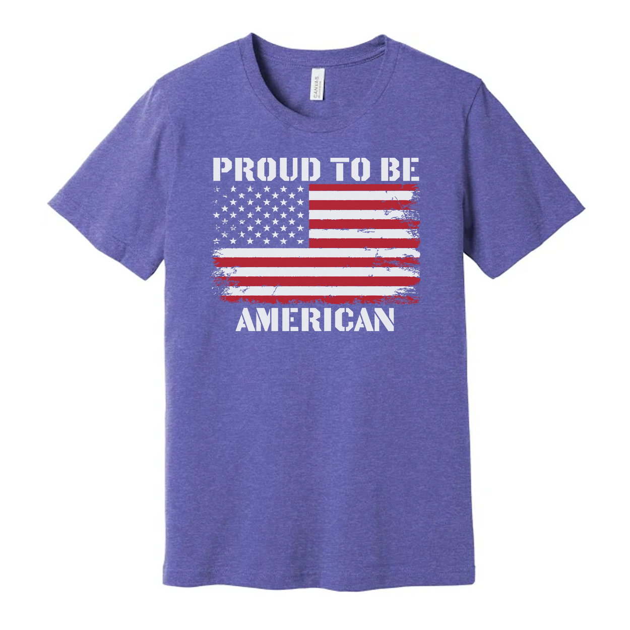 Unisex Patriotic American Flag Graphic Tee Shirt With Distressed Flag Design Artwork