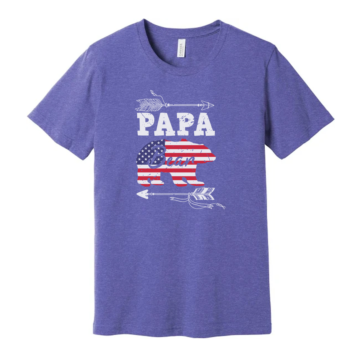 Papa Bear American Flag Graphic T Shirt For Dads Unisex Patriotic Casual Tee For Fathers