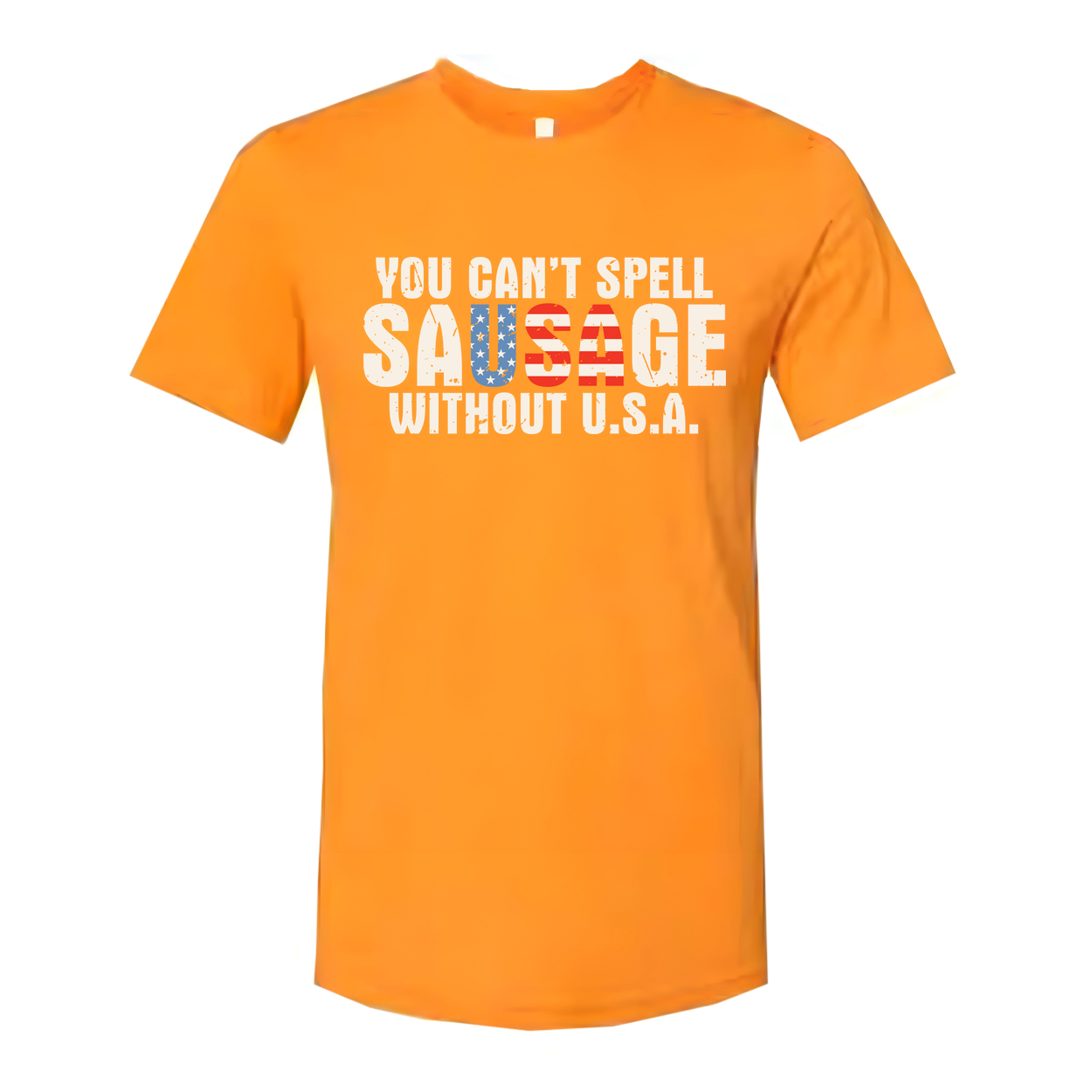 Unisex T Shirt With You Can't Spell Sausage Without USA Patriotic Graphic Tee Design