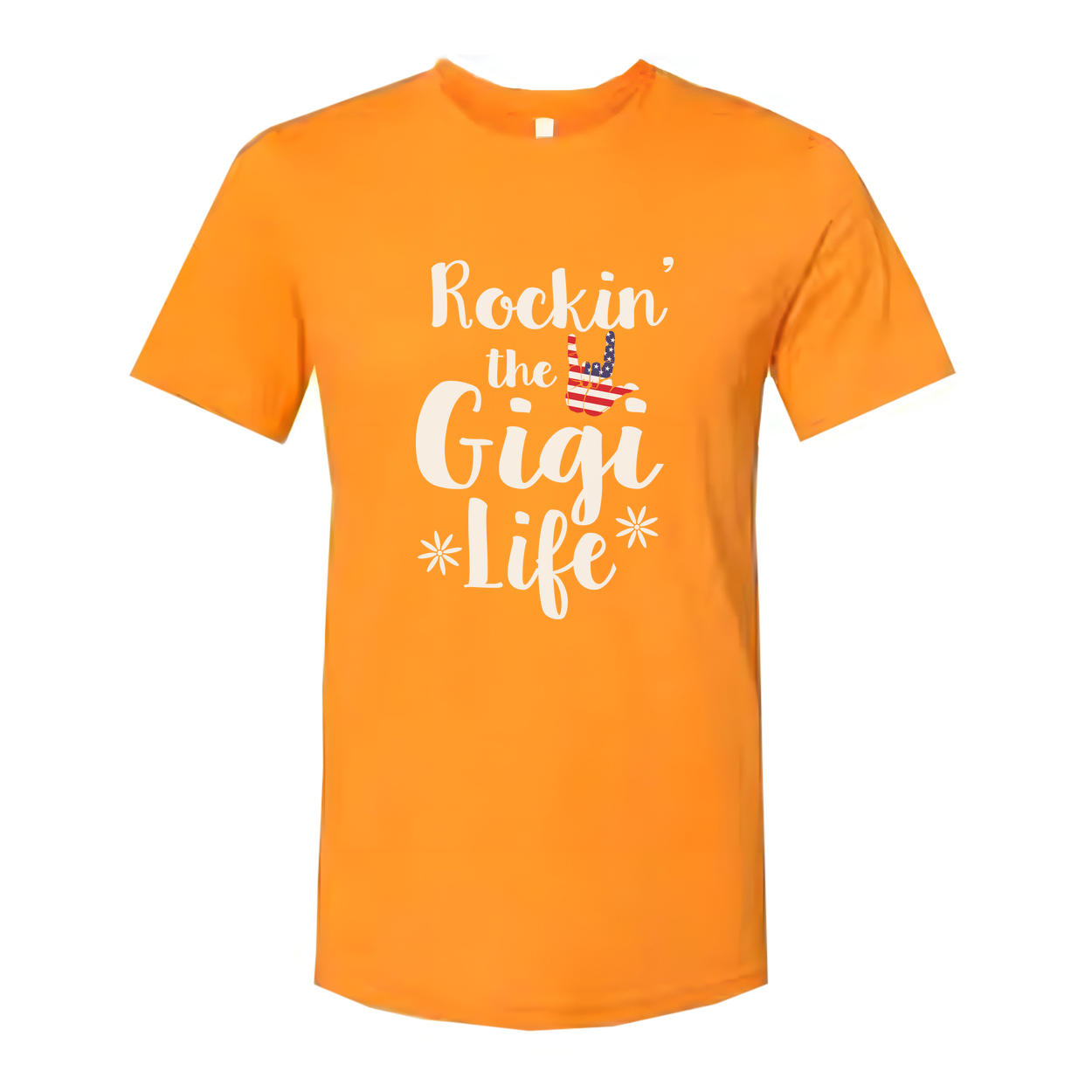 Unisex Graphic T Shirt Rockin' The GiGi Life With American Flag Hand Sign Design