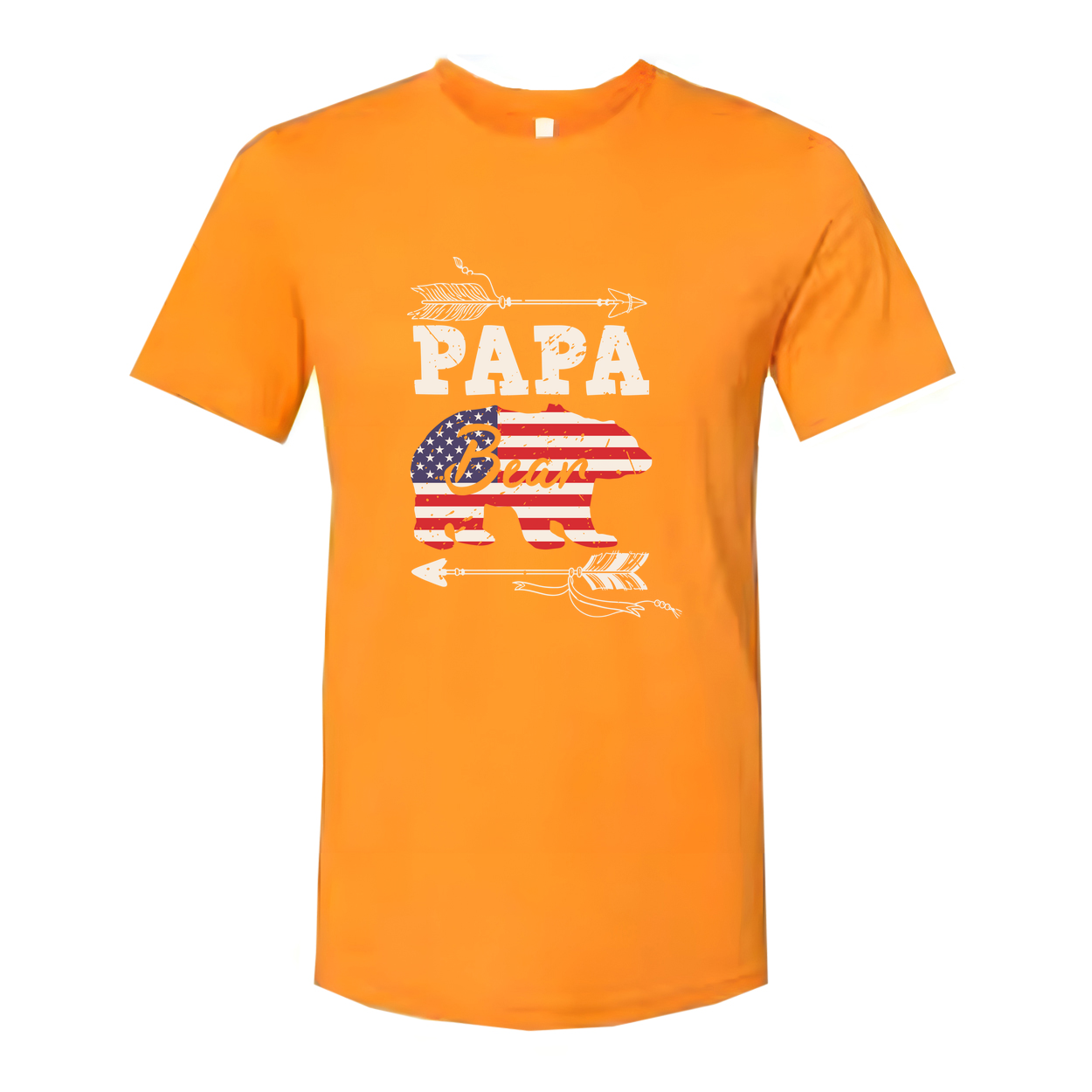 Papa Bear American Flag Graphic T Shirt For Dads Unisex Patriotic Casual Tee For Fathers