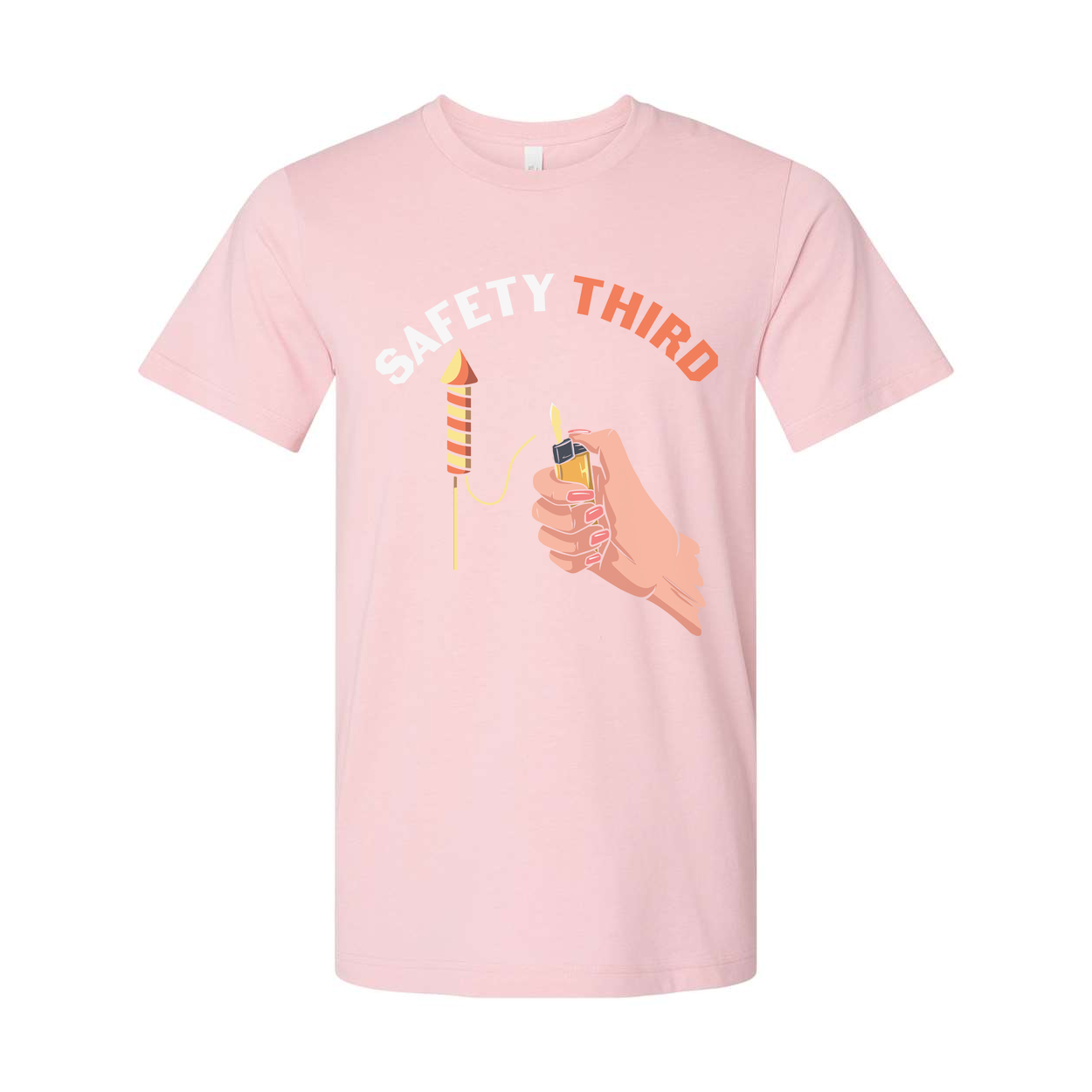 Safety Third Graphic Unisex T Shirt With Hand Lighting Lighter Illustration Design