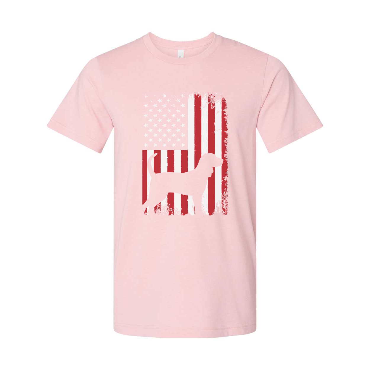 Unisex Patriotic Dog Silhouette Overlaid On Grunge American Flag Graphic T Shirt