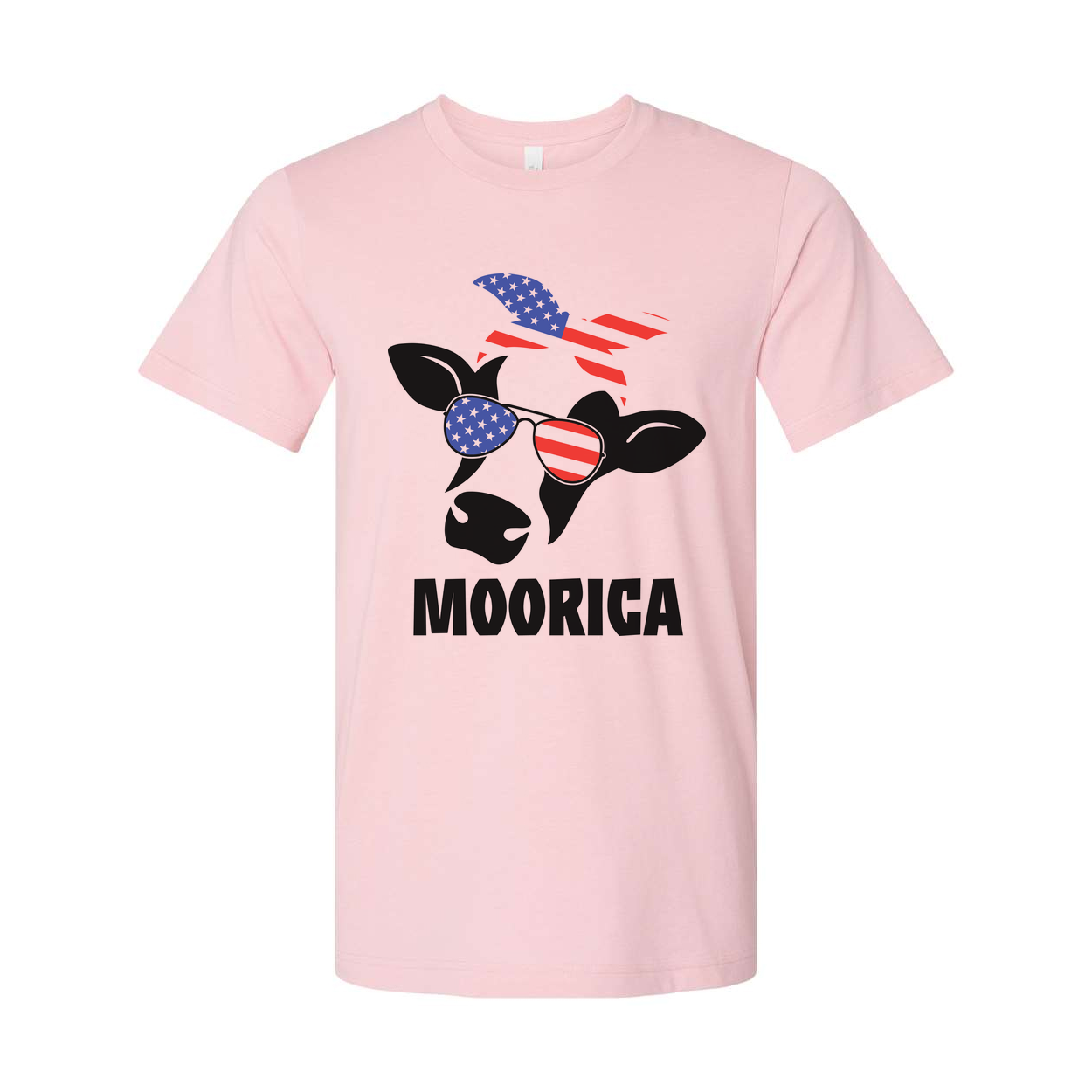 Moorica Cow With American Flag Sunglasses Graphic T Shirt For Men Women Unisex Patriotic Apparel
