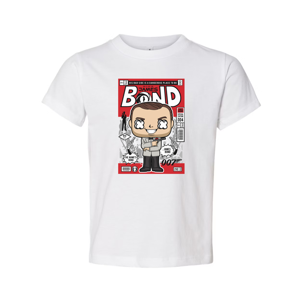 James Bond Comic Style Pop Art Unisex T Shirt Featuring Cartoon Agent Print For Adults And Teens