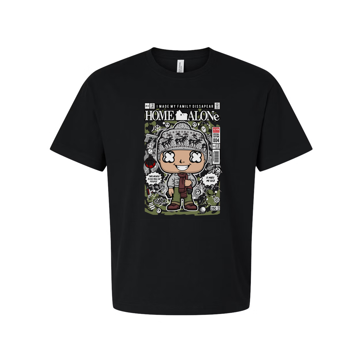 Home Alone Kevin Cartoon Graphic Tee Unisex Casual Shirt With Comic Cover Design