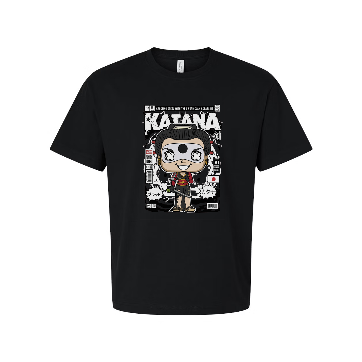 Katana Manga Style Unisex Graphic T Shirt Featuring Hero Cover Artwork With Bold Line Art