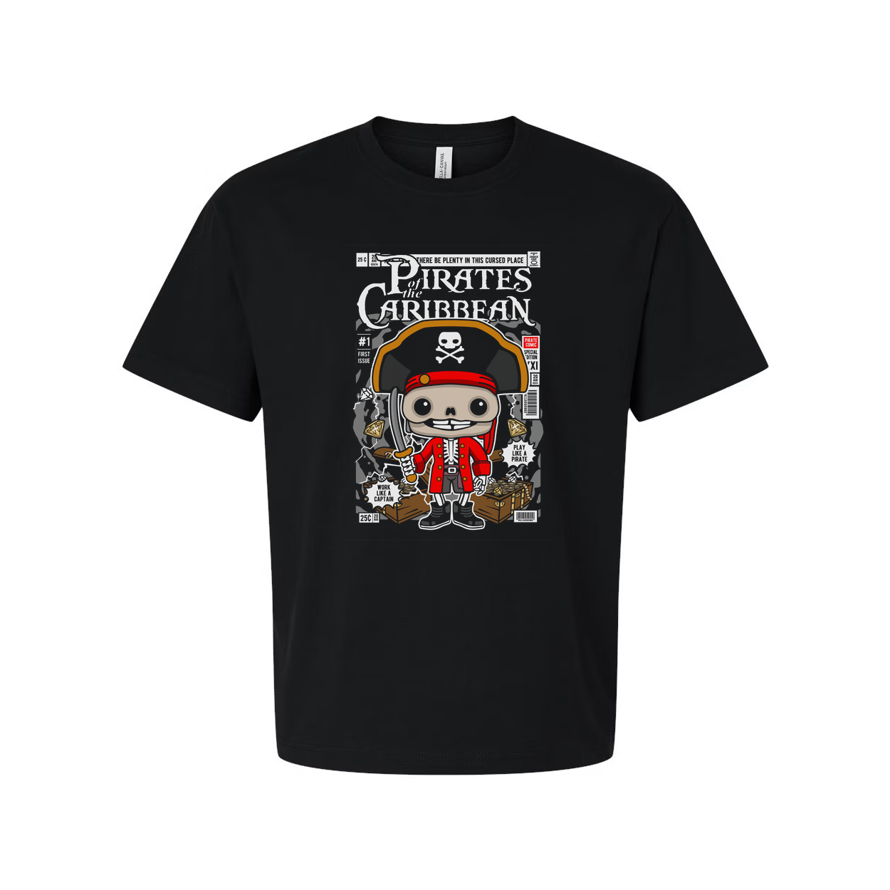 Cartoon Pirate Captain T Shirt With Jolly Roger Design