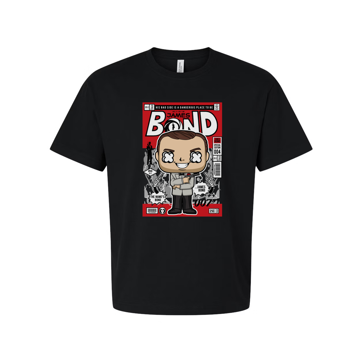 James Bond Comic Style Pop Art Unisex T Shirt Featuring Cartoon Agent Print For Adults And Teens