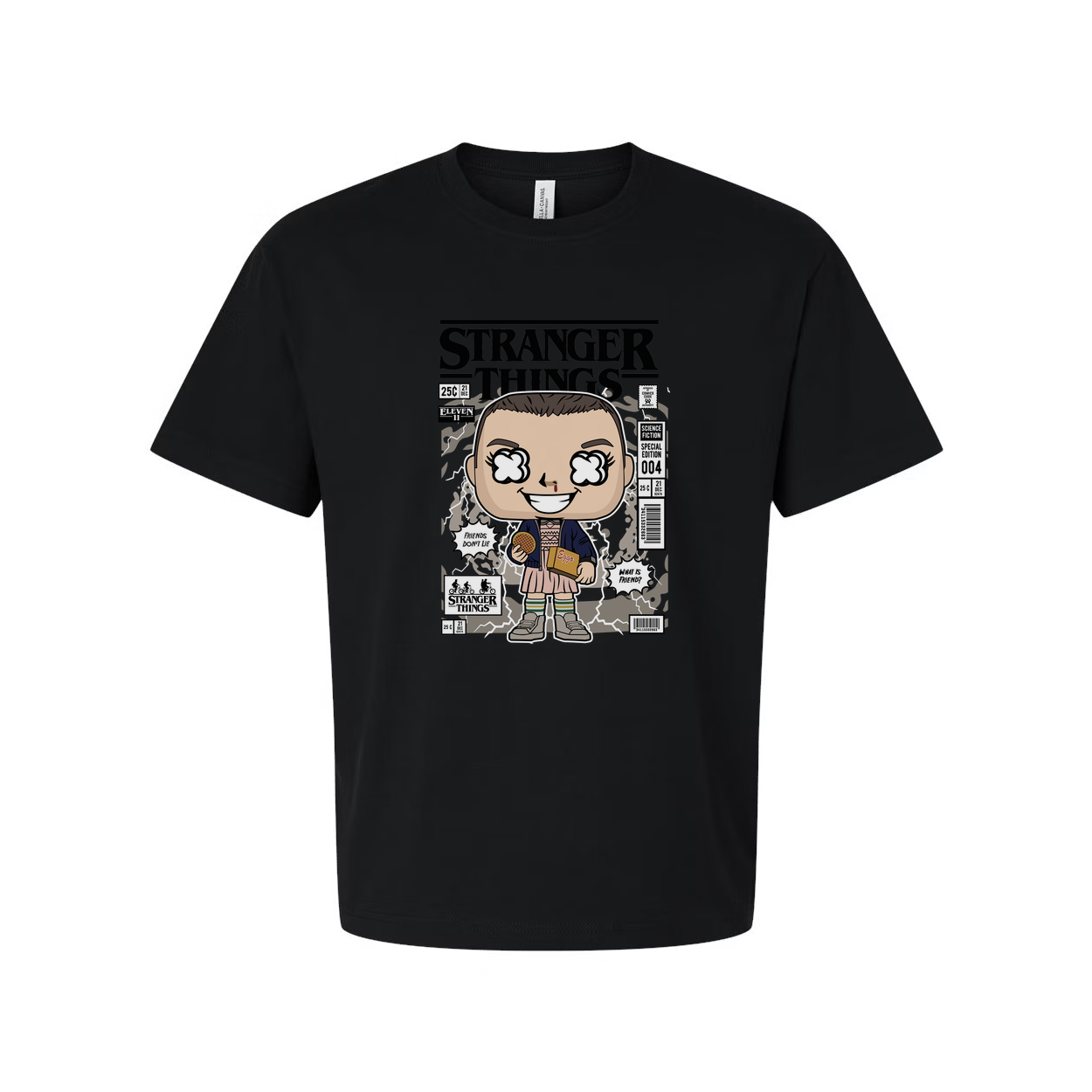 Stranger Things Eleven With Eggos Cartoon Graphic Unisex T Shirt Vintage Style Pop Culture Apparel