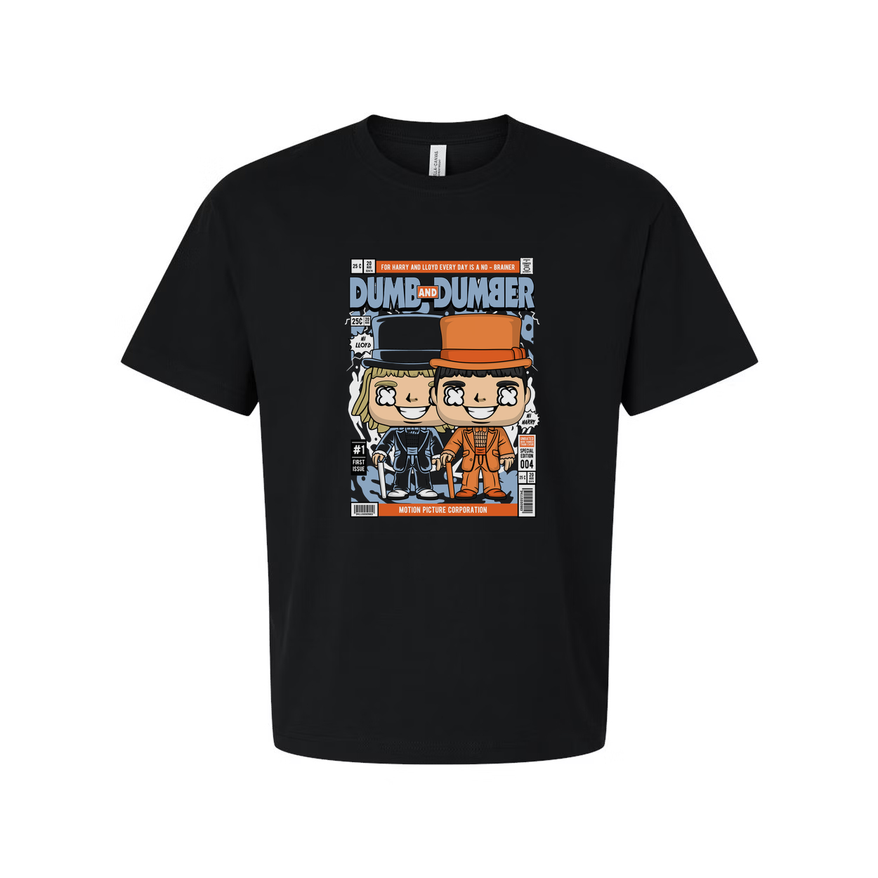 Dumb And Dumber Cartoon Cover Duo T Shirt Featuring Lloyd And Harry In Iconic Hats