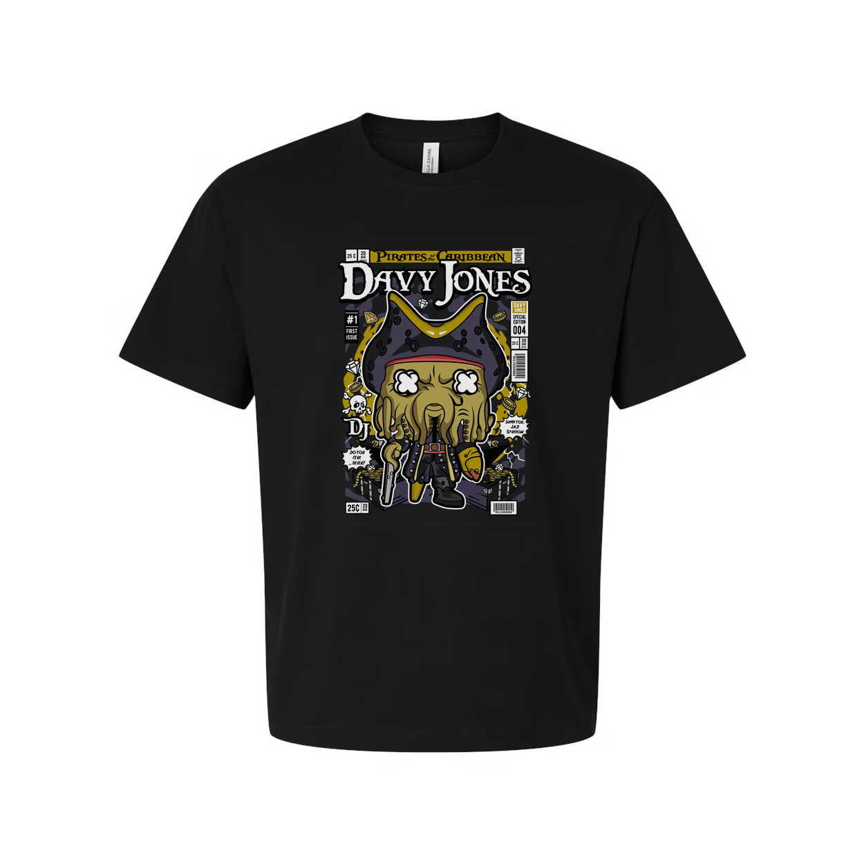 Unisex Pirates of the Caribbean Davy Jones Cartoon Graphic Tee for Fans of Pirate Theme Collectibles