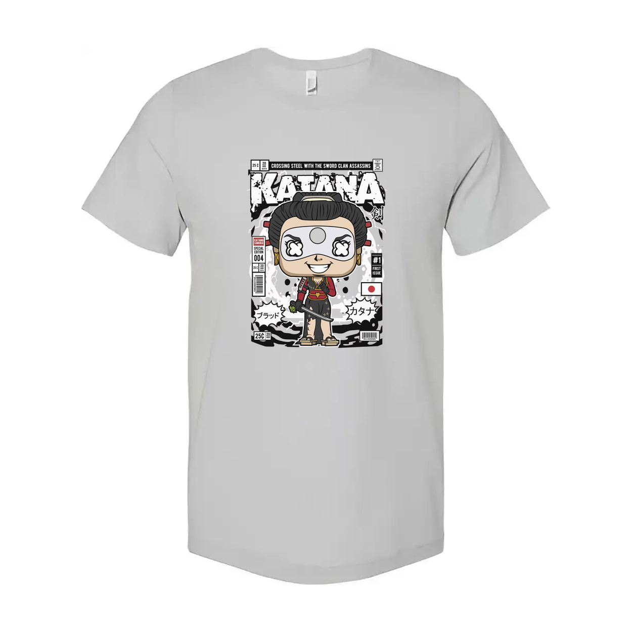 Katana Manga Style Unisex Graphic T Shirt Featuring Hero Cover Artwork With Bold Line Art
