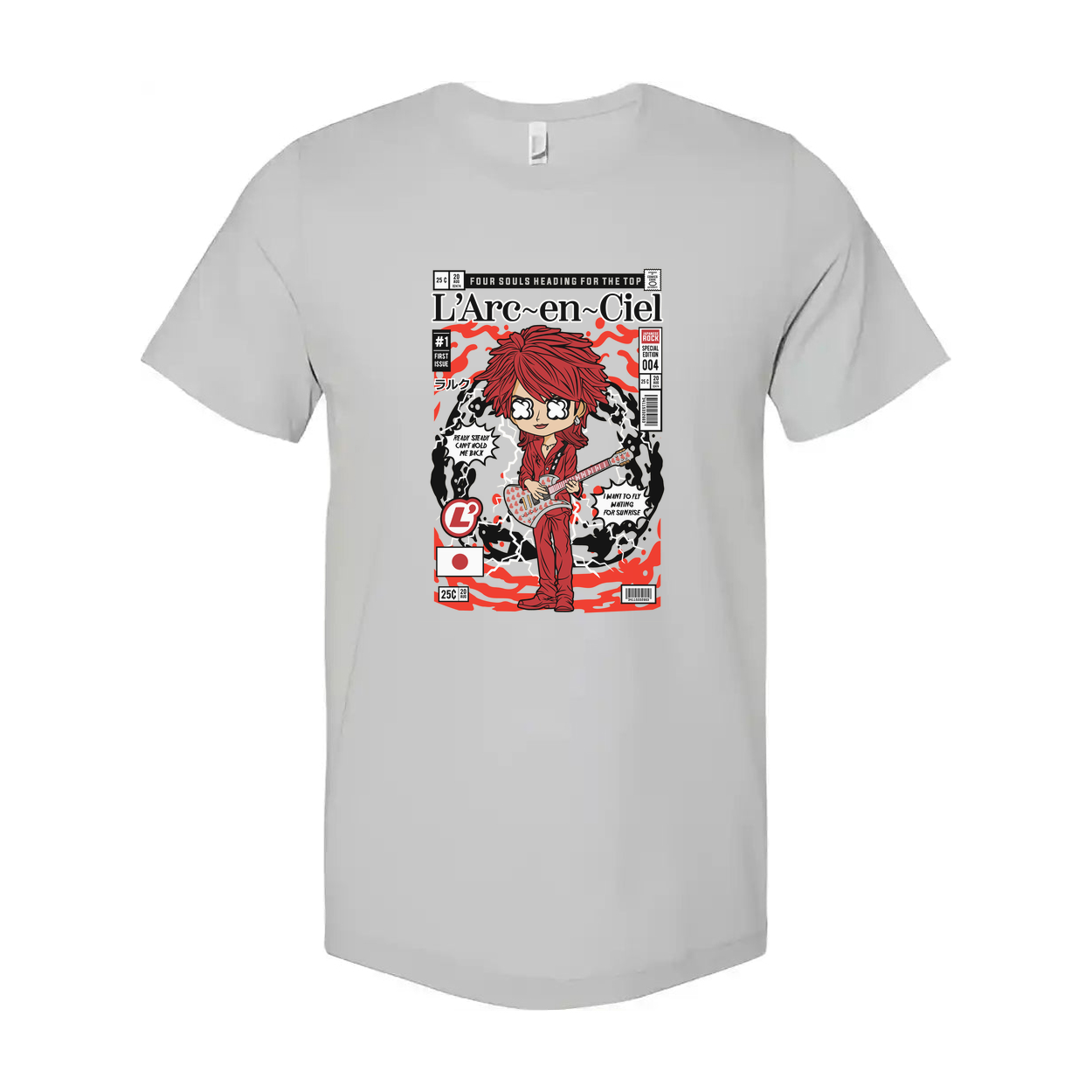 Hyde L Arc En Ciel Unisex Graphic Tee Featuring Manga Style Cover Art And Red Guitar