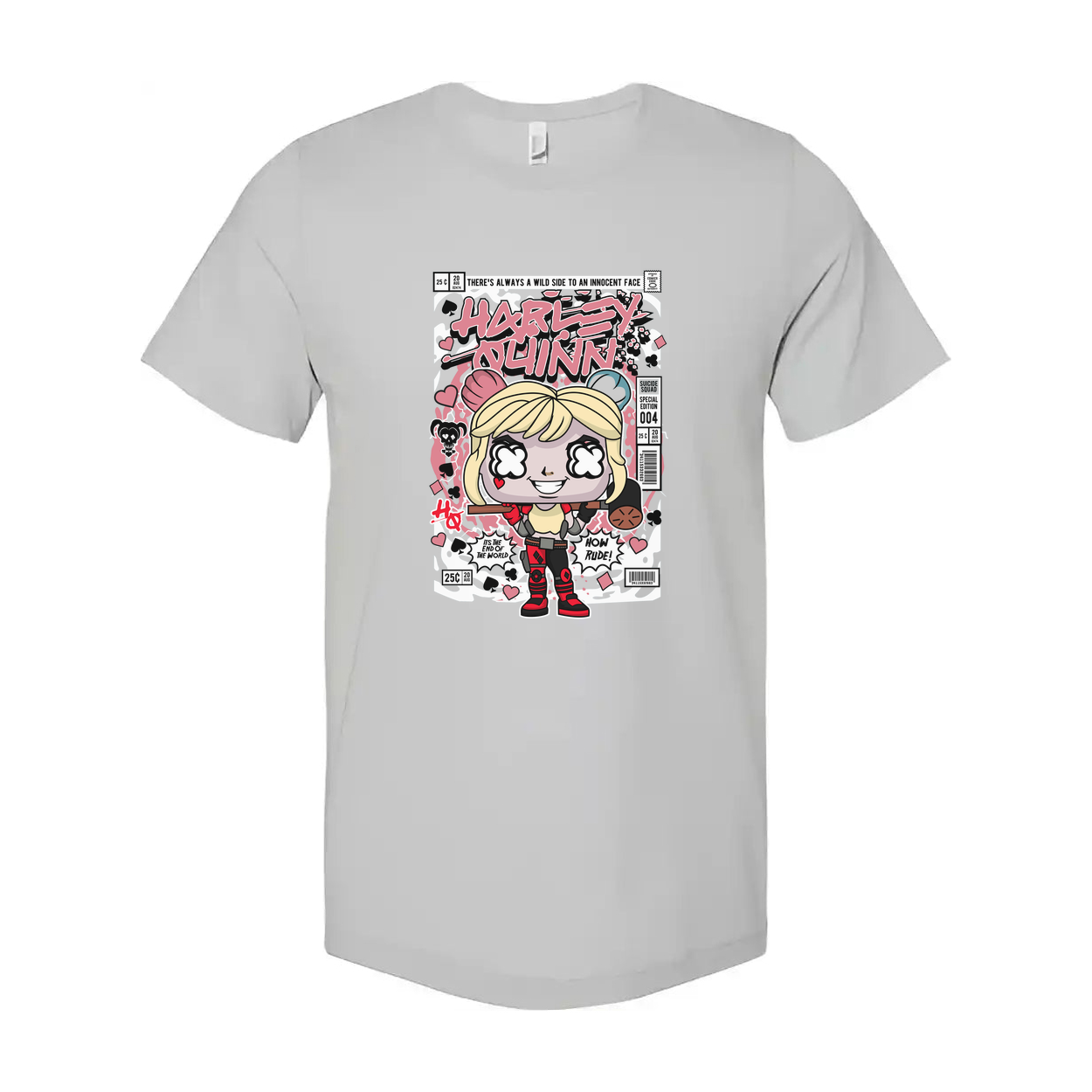 Harley Quinn Cartoon Graphic Tee Unisex Short Sleeve Shirt DC Comics Design For Fans